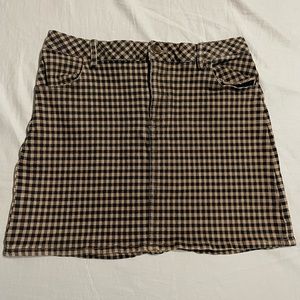 plaid brown and black mini skirt